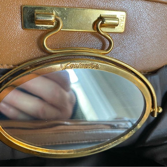 Lou Taylor | Vintage Shoulder Bag w/ Mirror Camel Made In Italy - Picture 12 of 16